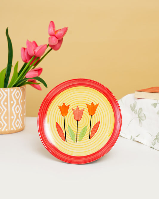 Scarlet Tulip Handcrafted Ceramic Plate - RVPLT31
