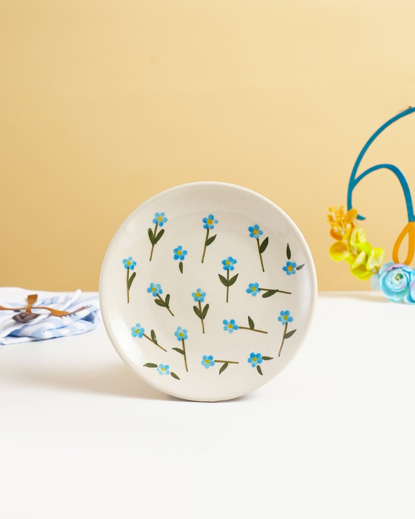 Blue Meadow Handcrafted Ceramic Plate - RVPLT35