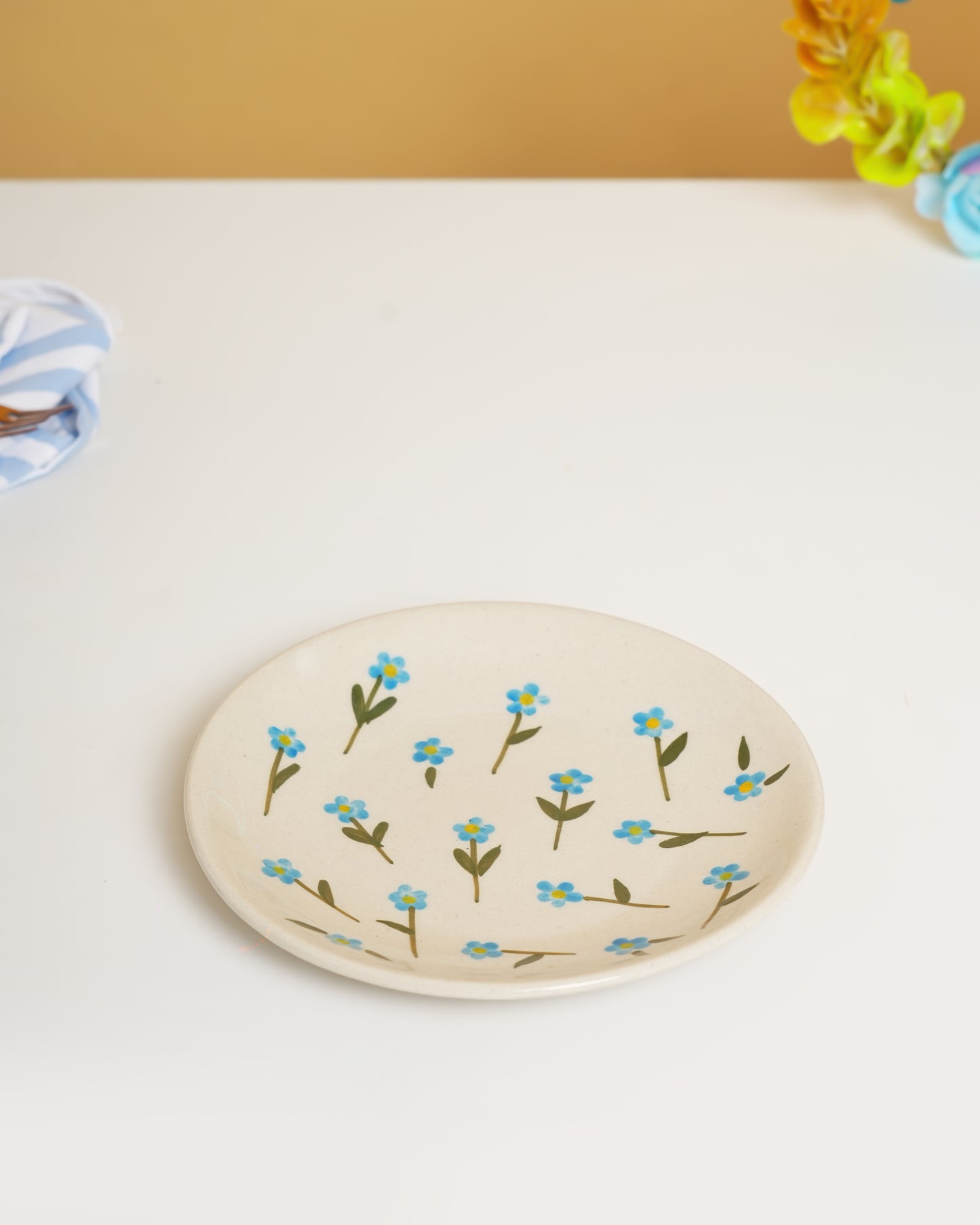 Blue Meadow Handcrafted Ceramic Plate - RVPLT35