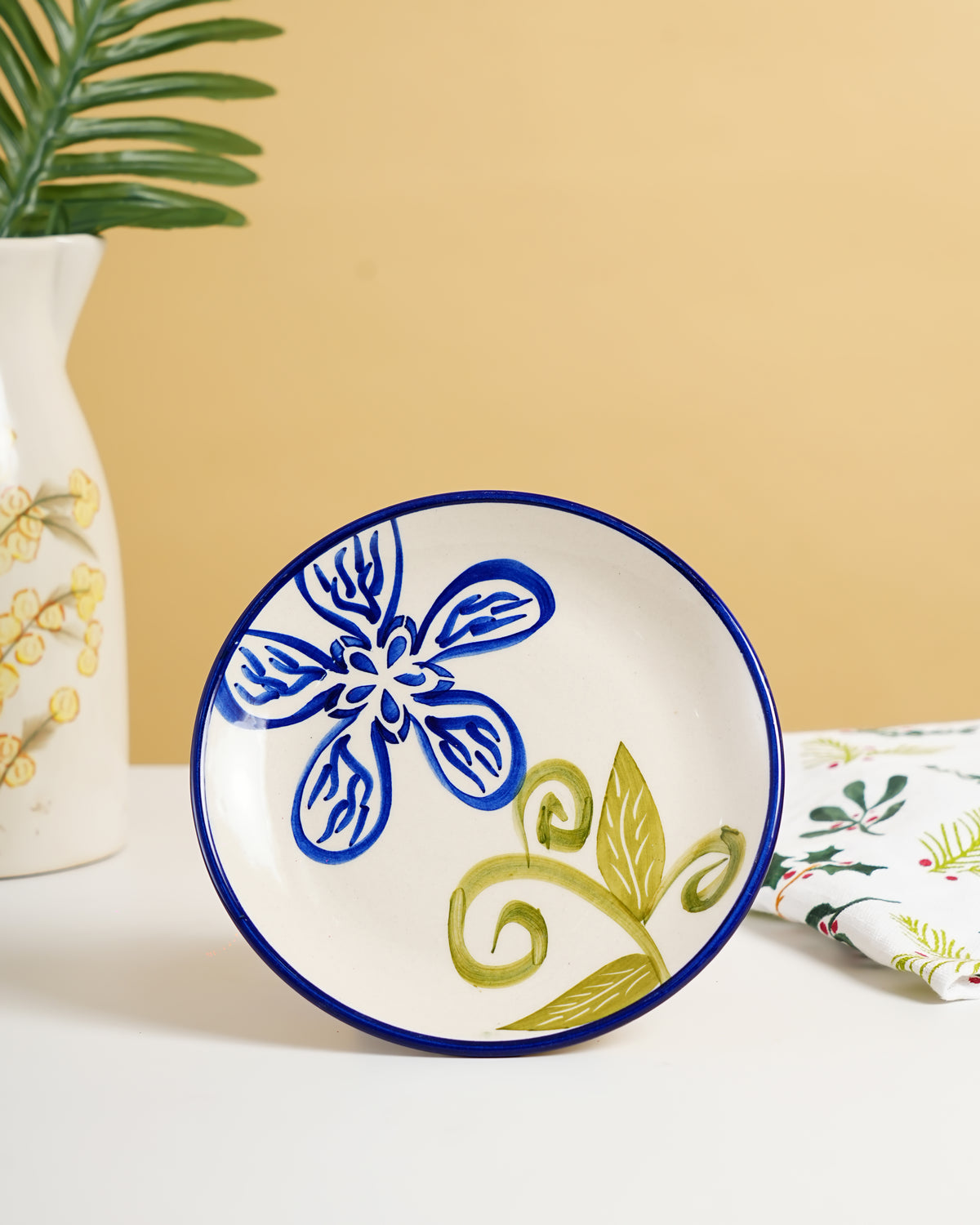Hand-Painted Ceramic Floral Plate - RVPLT40