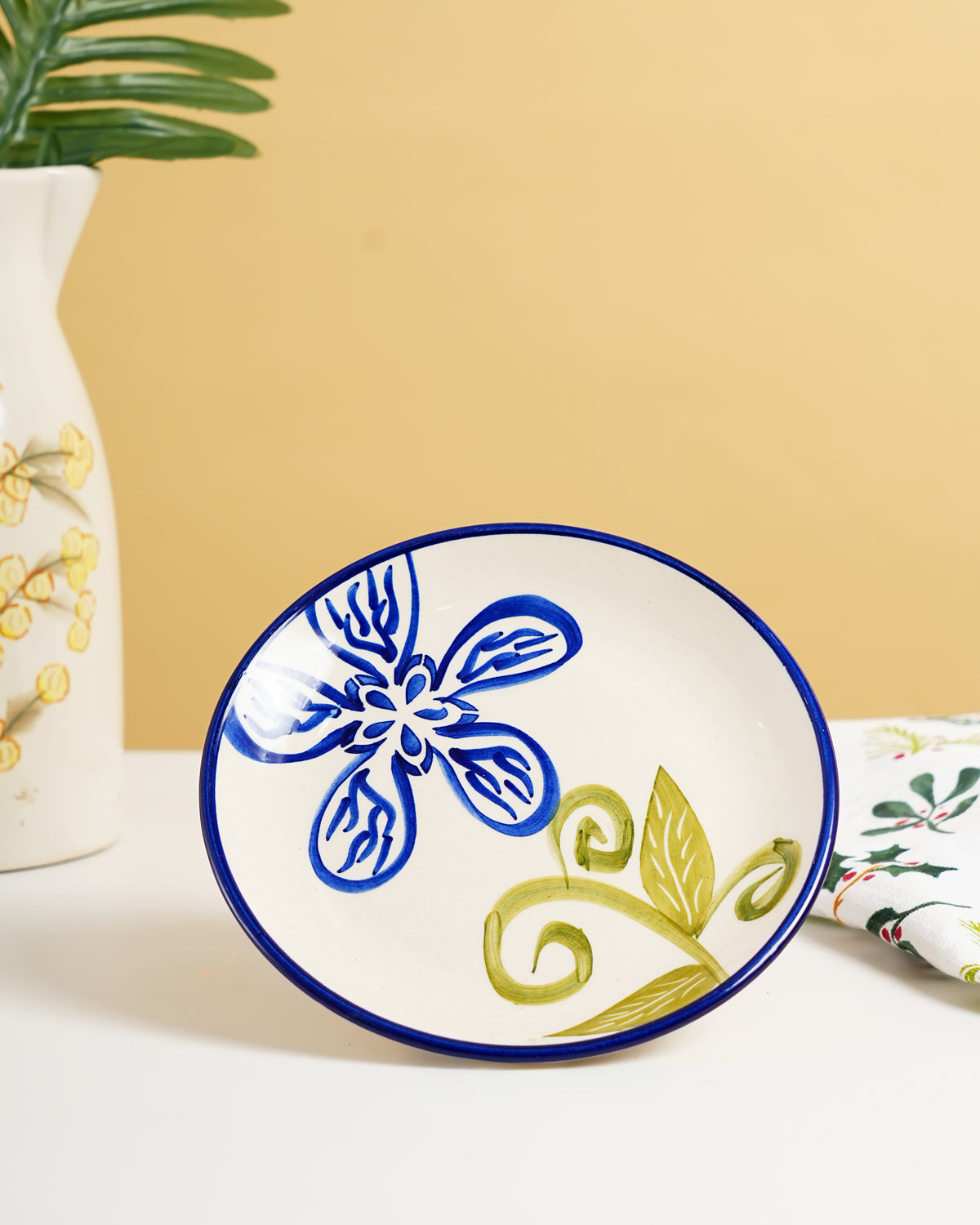 Hand-Painted Ceramic Floral Plate - RVPLT40