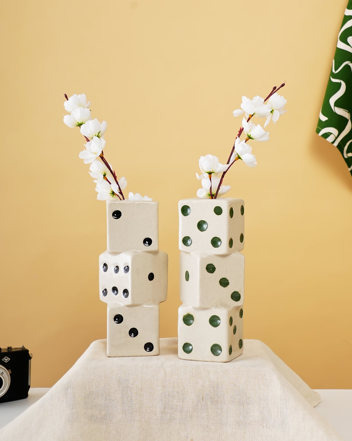 Handcrafted Ceramic Dice Décor Vases (Set of 2) - RVVAS54