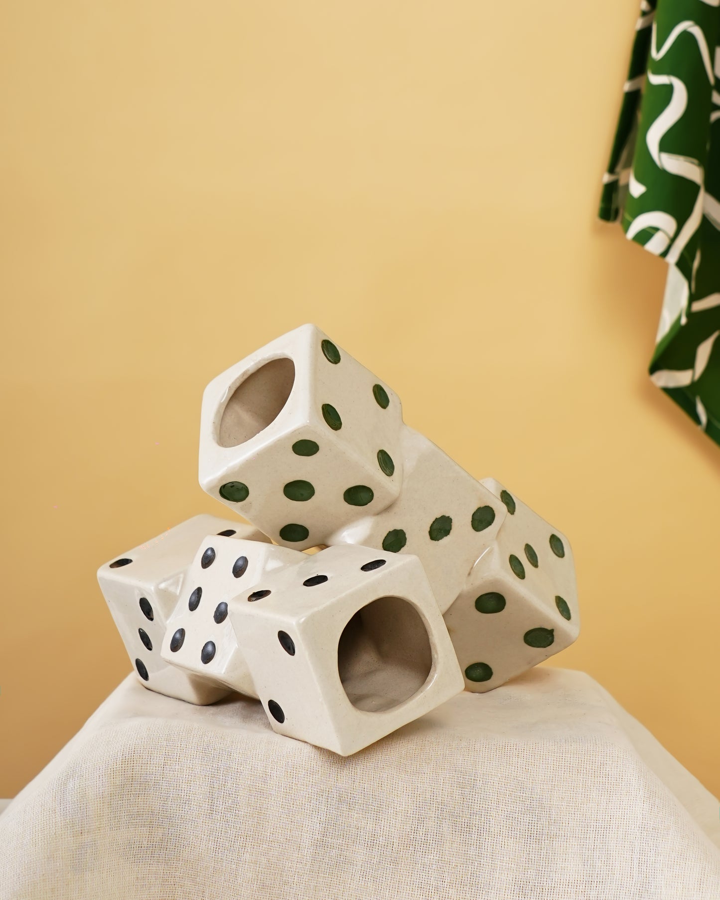 Handcrafted Ceramic Dice Décor Vases (Set of 2) - RVVAS54