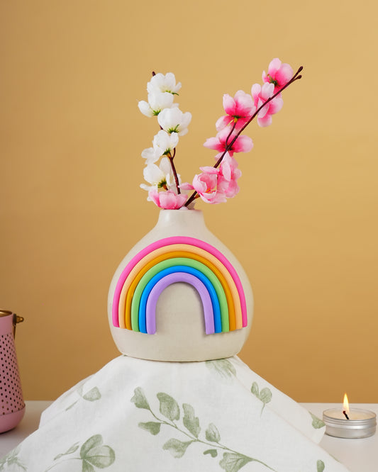 Handcrafted Rainbow Ceramic Vase – Decorative Flower Vase - RVVAS55