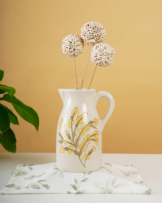 Hand-Painted Ceramic Pitcher Vase – Floral Decorative Vase - RVVAS26